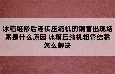 冰箱维修后连接压缩机的铜管出现结霜是什么原因 冰箱压缩机粗管结霜怎么解决